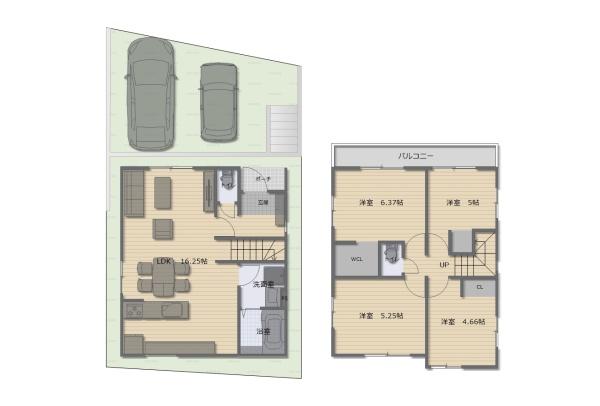 京都市伏見区日野岡西町の新築一戸建(間取り)
