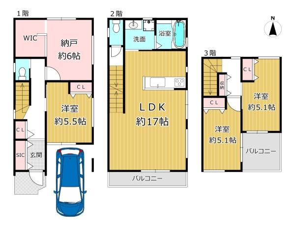 八尾市旭ケ丘３丁目の新築一戸建
