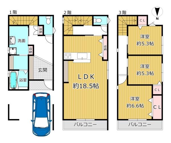大阪市平野区長吉六反３丁目の新築一戸建