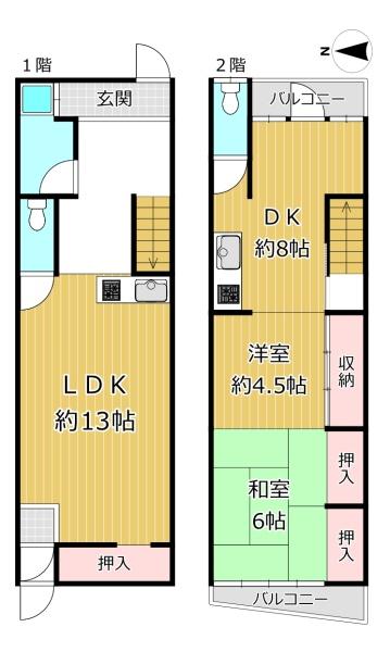 大阪市平野区加美西2丁目の中古一戸建て(間取り)