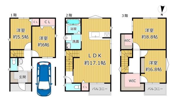 八尾市山本町北７丁目の新築一戸建