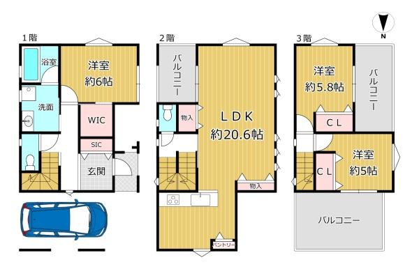 八尾市萱振町４丁目の新築一戸建