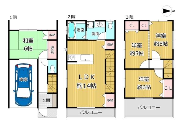 大阪市平野区長吉出戸7丁目の中古一戸建て(間取り)