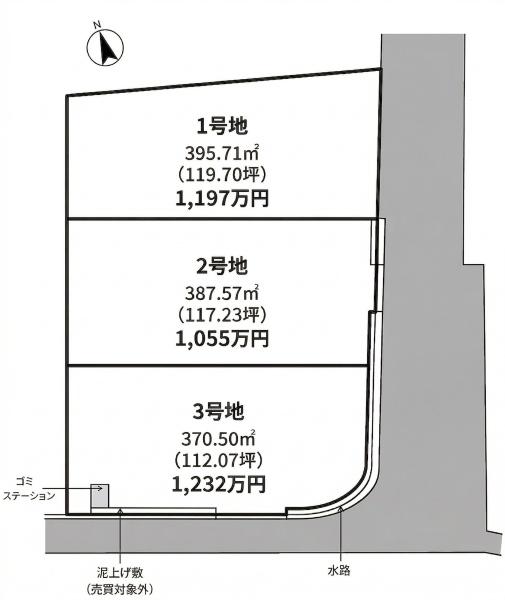 姫路市四郷町明田3区画分譲　1055万円～