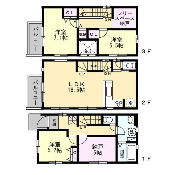 名古屋市北区柳原1期 1号棟(間取り)