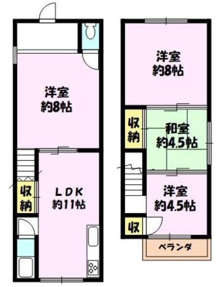 京都市右京区梅津罧原町の中古テラスハウス
