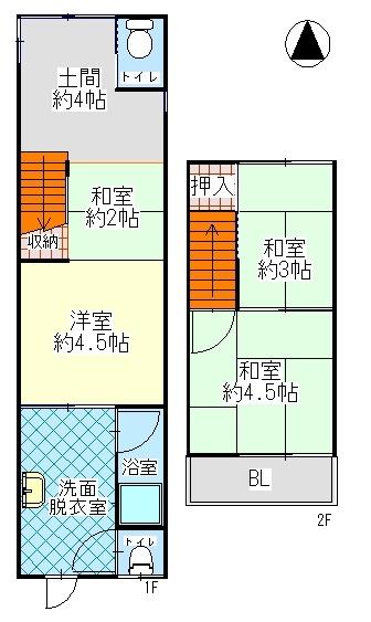 京都市山科区川田菱尾田の中古テラスハウス