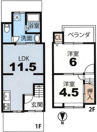 京都市山科区北花山大林町の中古テラスハウス