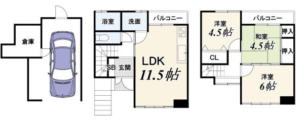 京都市西京区下津林東芝ノ宮町の中古一戸建て