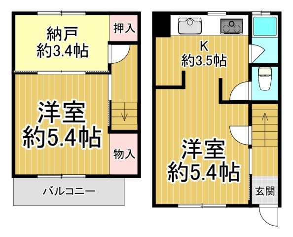 武庫町4丁目連棟貸家　西側の奥から2件目