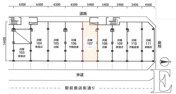 サンコーポ勝田台E棟107・駅2分メイン通りの1階店舗