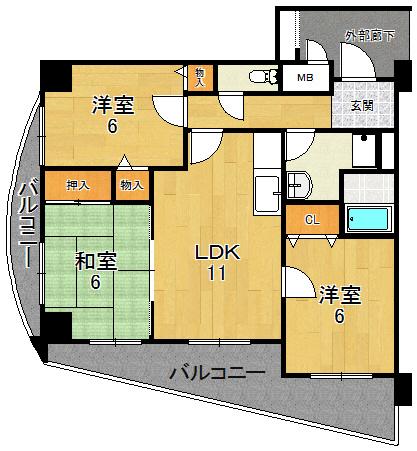 鶴見緑地公園が見えるファミリーマンション