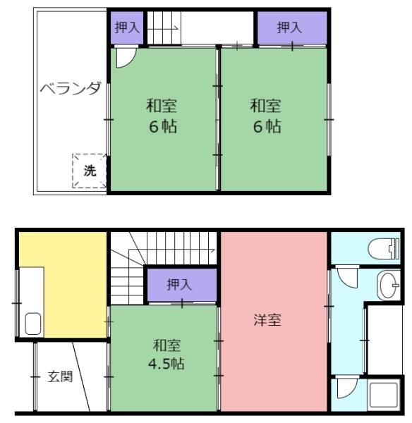 長谷川二階建て連棟貸家