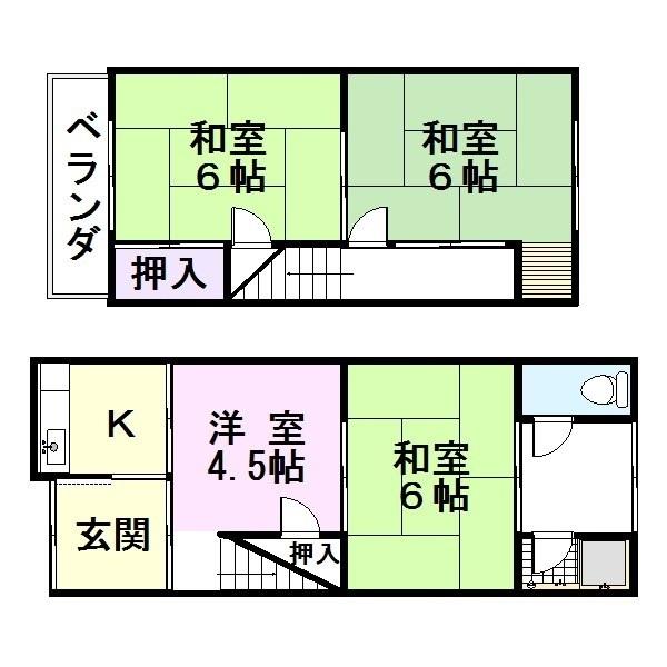 東大阪市中鴻池町2丁目の貸家(間取り)