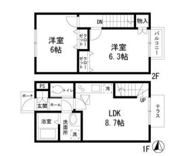 横浜市神奈川区三枚町のテラスハウス