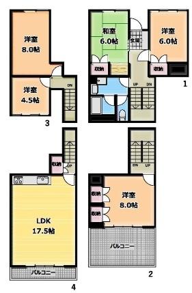 横浜市港北区篠原台町のテラスハウス(間取り)