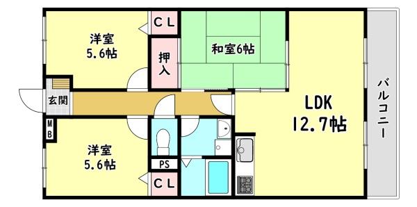 寝屋川市秦町のマンション(間取り)