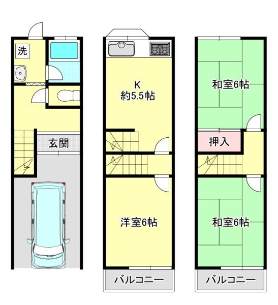 寝屋川市萱島東１丁目のテラスハウス