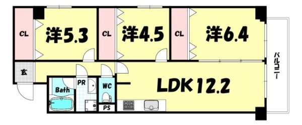 シャンボール三宮(間取り)