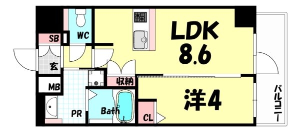 神戸市中央区琴ノ緒町1丁目のマンション(間取り)