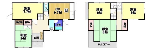 富田林市川向町　貸家