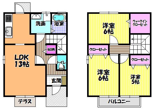 GreenGardeninGUMINOKI B棟(間取り)