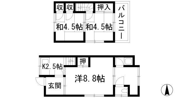 神田1丁目2戸1貸家