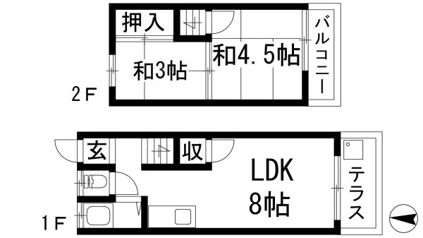 宝塚市花屋敷荘園１丁目のテラスハウス