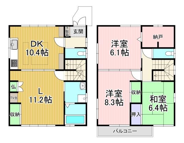 貸家 淀美豆町300-28(間取り)
