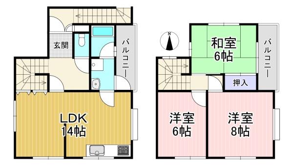 貸家　長岡二丁目8-15　2.3階部分