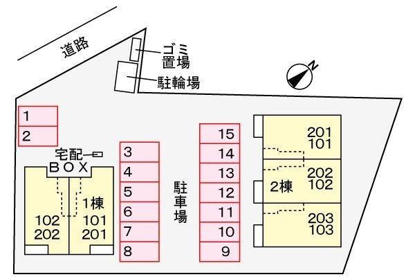 大分市大字中戸次のアパート(現地案内図)