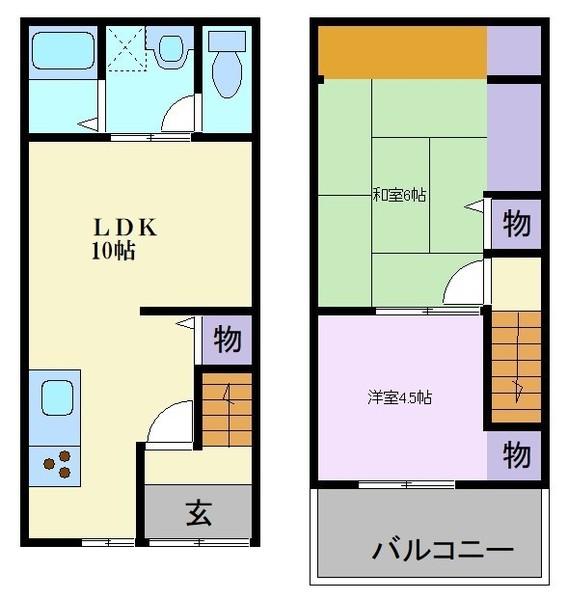 浜寺諏訪森西1丁貸家(間取り)