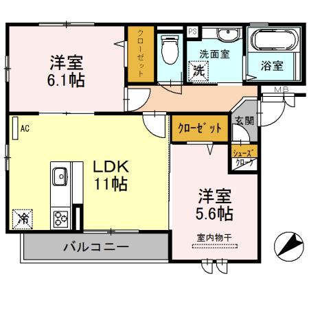 泉大津市清水町のアパート(間取り)