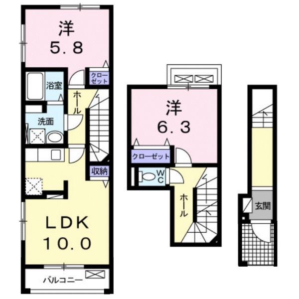 米子市旗ヶ崎6丁目のアパート(間取り)