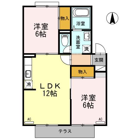 松江市学園南1丁目のアパート(間取り)