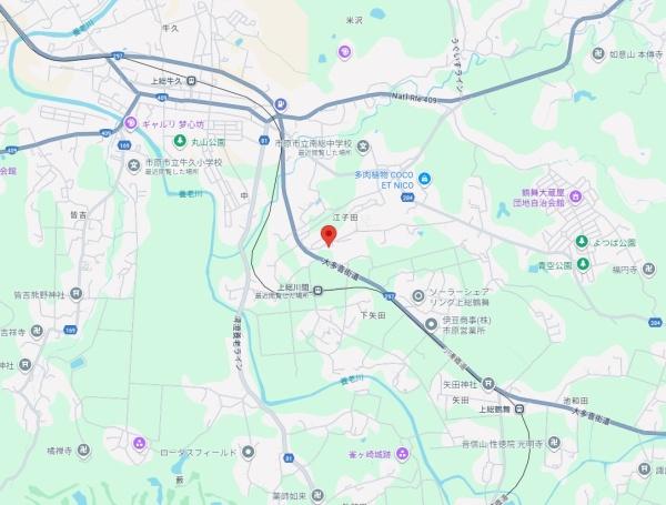 市原市江子田の貸家(現地案内図)