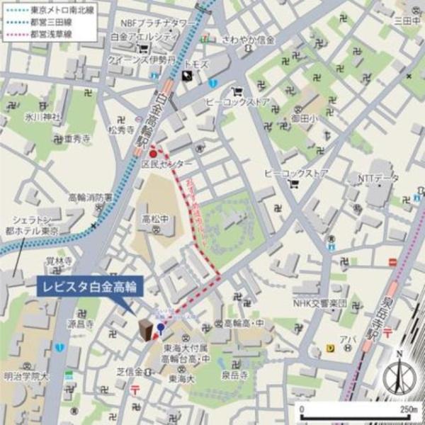 レビスタ白金高輪(現地案内図)