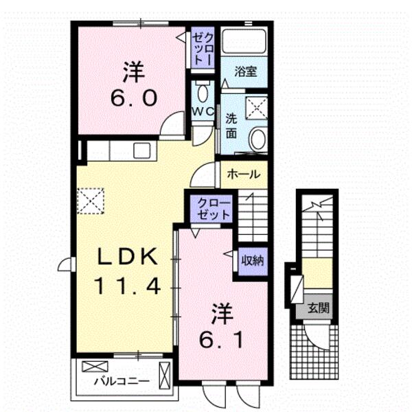 プロムナード ソレイユB(間取り)