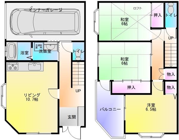 八尾木5丁目ガレージ付き戸建て
