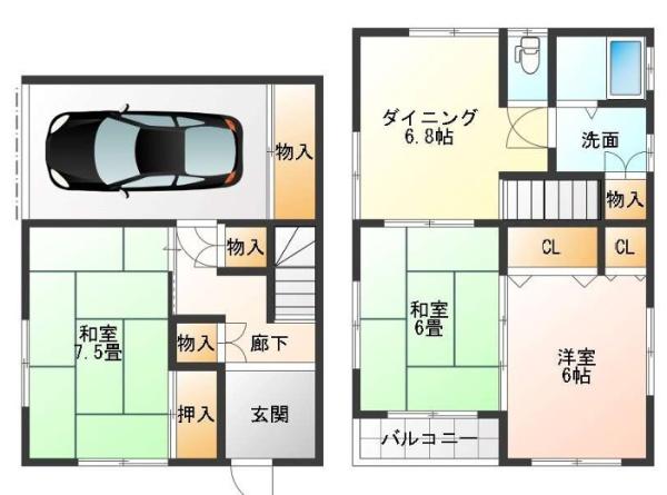 東山本町戸建て（車庫付き）