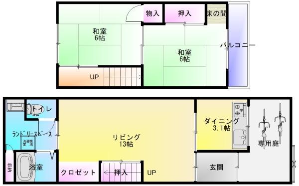 フォレストヒルズ西弓削連棟貸家