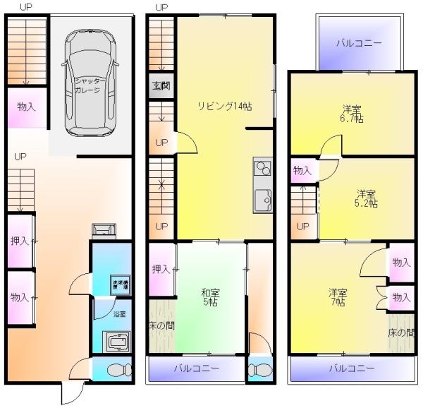 佐堂町1丁目ガレージ付き戸建て