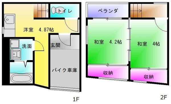 山本町北8丁目貸家（屋内バイク置場有り）