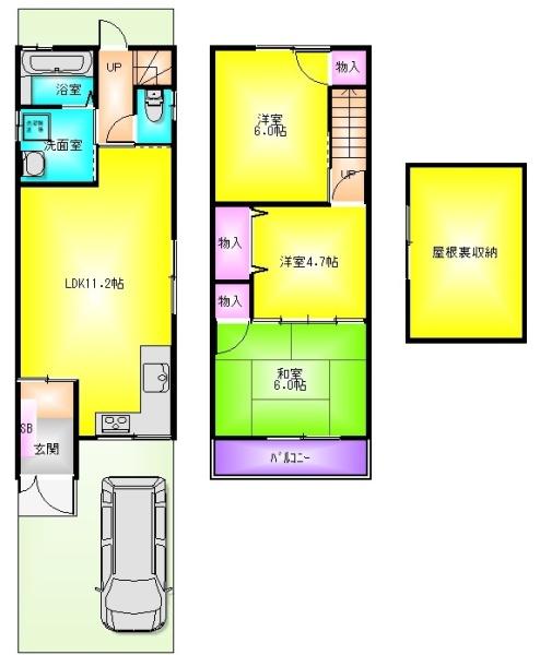 友井３丁目ガレージ付き貸家