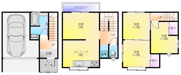 西木の本1丁目ガレージ付き戸建て