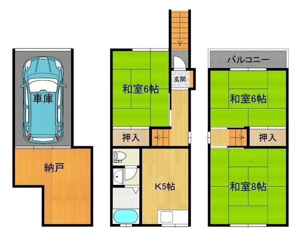 大阪市平野区瓜破６丁目の貸家