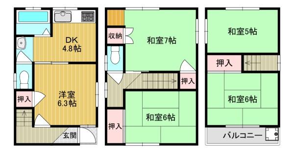 大阪市平野区加美南４丁目の貸家