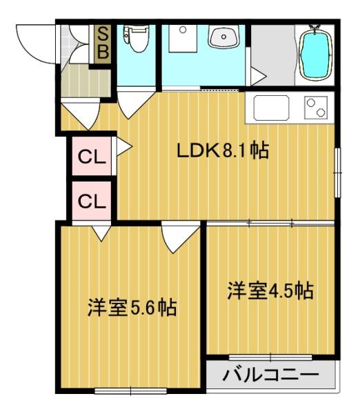 大阪市平野区加美北4丁目のアパート(間取り)