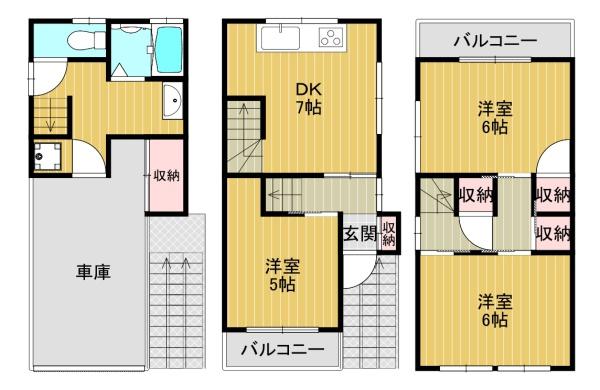 瓜破ガレージ付借家