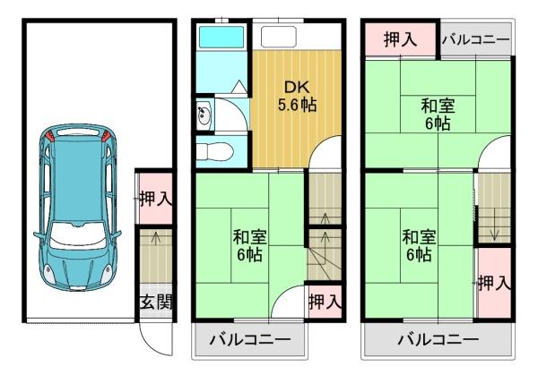 大阪市平野区瓜破東３丁目の貸家